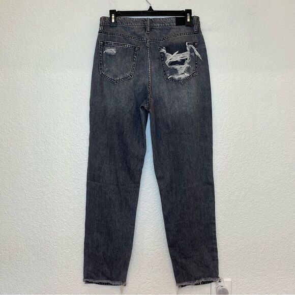 Hidden Zoey Mom Tapered Distressed Jeans in Gray size 28 - Picture 3 of 12